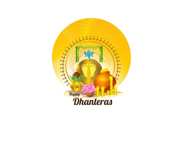 Illustration Guldmynt Pott För Dhanteras Fest Erbjudande Banner Indiska Festivalen — Stock vektor