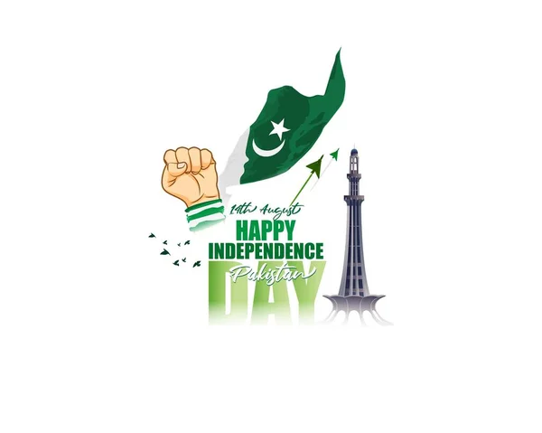 Vector Illustration Pakistan Independence Day 14Th August — Stock Vector