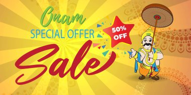 Hint festivali, onam festival şirketinin tanıtım etiketi ve reklam etiketi için bayrak / tebrik arkaplan kavramı sunuyor 