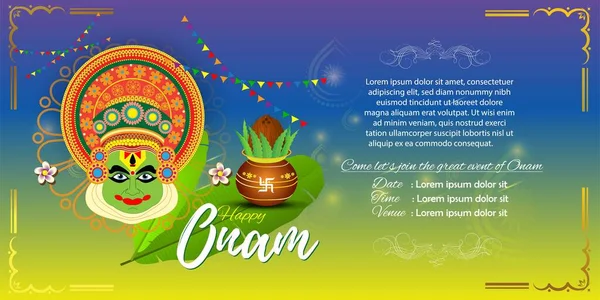 Индийский Фестиваль Предлагают Баннер Приветствие Фоновой Концепции Onam Фестиваль Компания — стоковый вектор