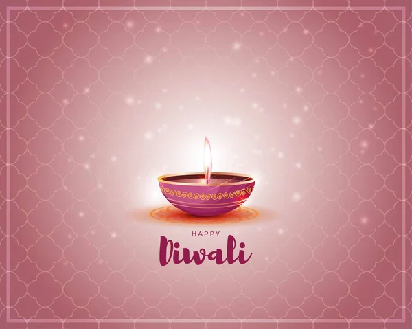 Illustration Salutation Pour Happy Green Diwali Avec Lampe Lumineuse Huile — Image vectorielle