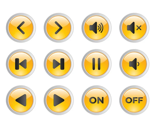プレーヤーと計算機のためのウェブボタンの3Dセット 一時停止 オフなどです インターネットボタンは ビジネス Seo ソーシャルメディアマーケティングのカラーベクトル図とアイコンを設定します — ストックベクタ