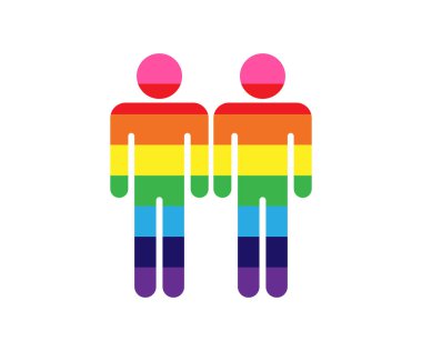 Gökkuşağı renklerinin vektör çizimi birkaç adam, LGBTQ konsepti 