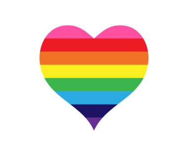 Gökkuşağı rengi kalbin vektör çizimi, LGBTQ konsepti 