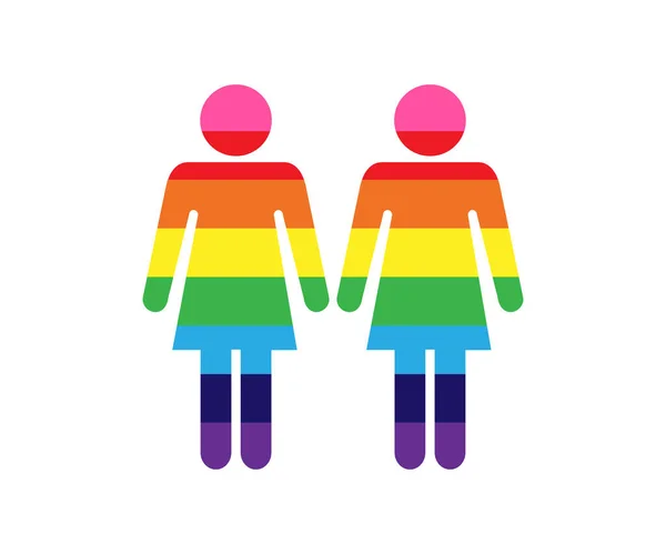 虹色のベクターイラスト女性のカップルLgbtqのコンセプト — ストックベクタ