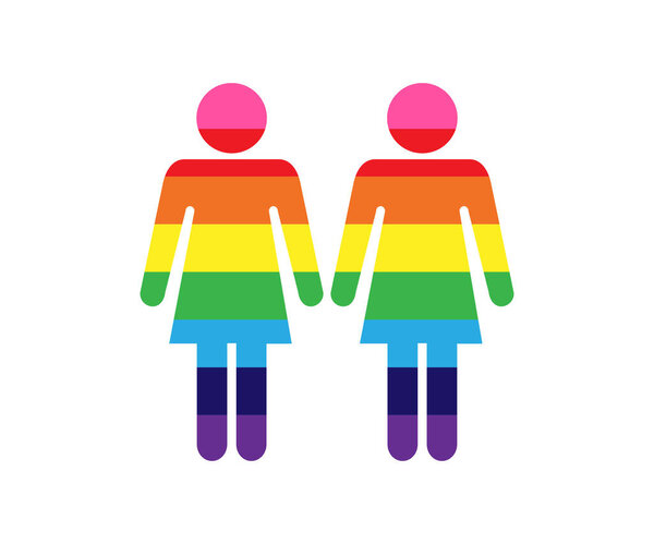 vector illustration of rainbow colors couple of women, LGBTQ concept 