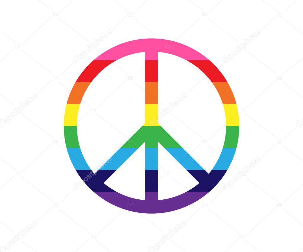 vector illustration of the rainbow colors peace sign, LGBTQ concept 
