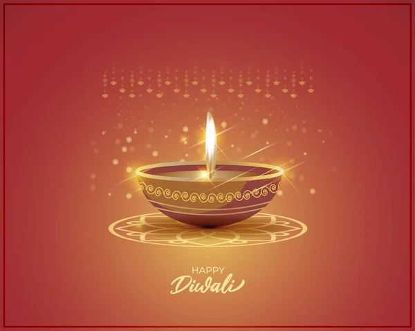 Illustration Vectorielle Pour Salutations Avec Heureux Festival Diwali Inde — Image vectorielle