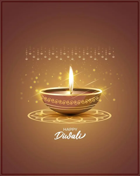 Illustration Vectorielle Pour Salutations Avec Heureux Festival Diwali Inde — Image vectorielle