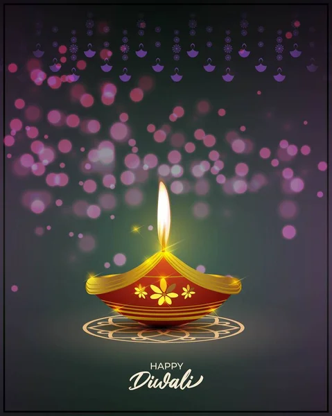 Ilustração Vetorial Para Saudações Com Feliz Festival Diwali Índia —  Vetores de Stock