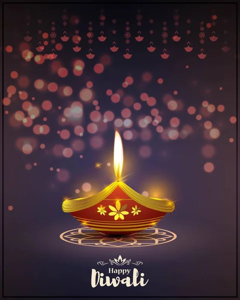 Illustration Vectorielle Pour Salutations Avec Heureux Festival Diwali Inde — Image vectorielle