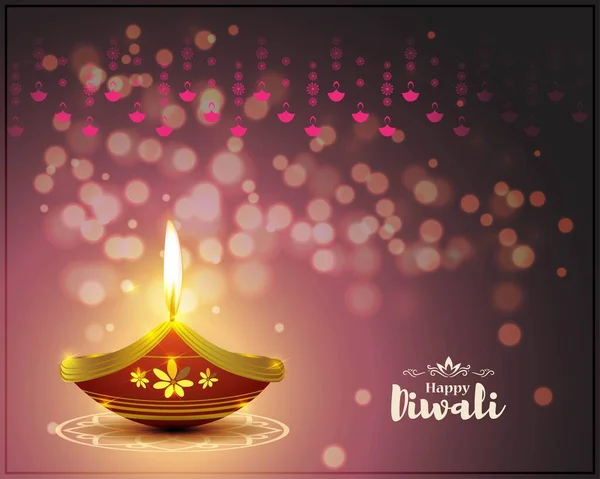 Ilustración Vectorial Para Saludos Con Feliz Festival Diwali India — Vector de stock