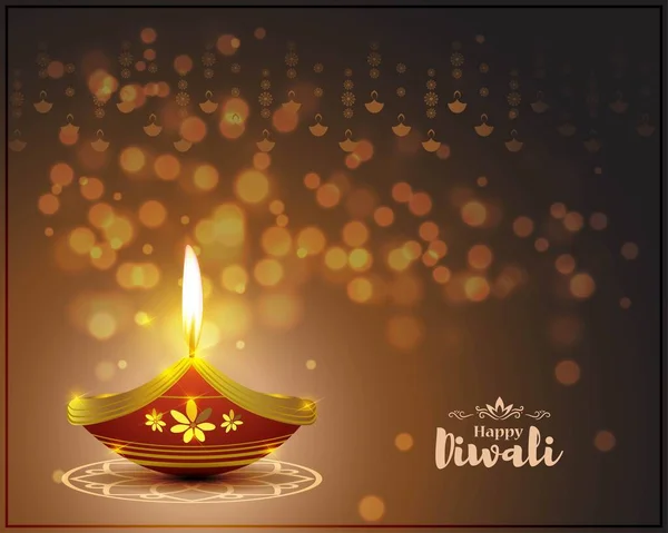 Illustration Vectorielle Pour Salutations Avec Heureux Festival Diwali Inde — Image vectorielle