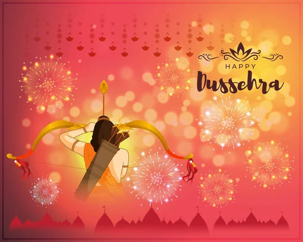 Hindistan 'daki mutlu Dussehra Hindu Festivali için vektör illüstrasyonu