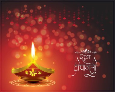 Hindistan 'da Diwali Festivali' ni kutlamak için vektör illüstrasyonu