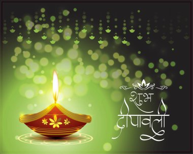 Hindistan 'da Diwali Festivali' ni kutlamak için vektör illüstrasyonu