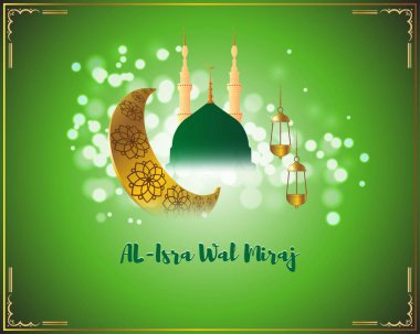 Gece selamları için vektör illüstrasyonu Al Isra wal Miraj