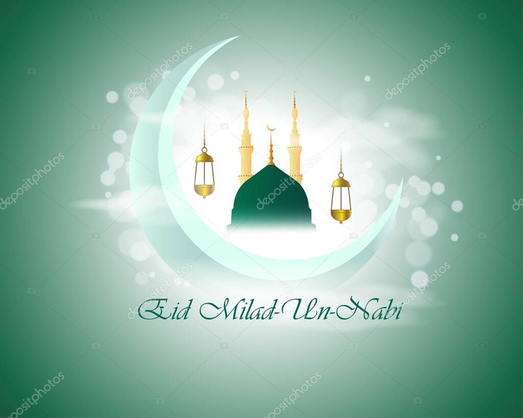 vector illustration for greetings with happy eid milad un nabi