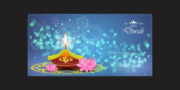 Vektorillustration Für Grußworte Beim Fröhlichen Diwali Fest Indien — Stockvektor