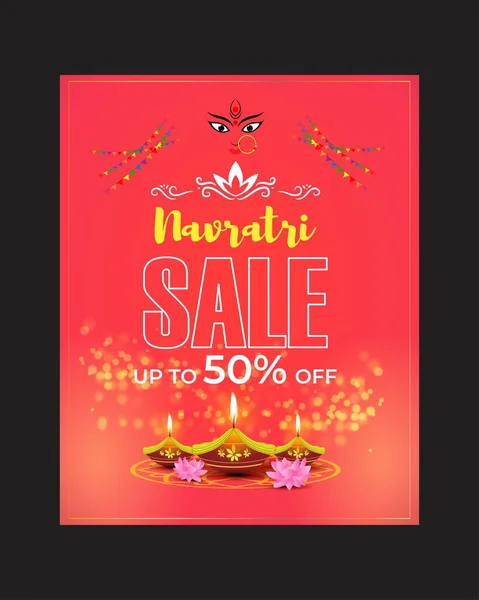 Conceito Fundo Banner Greeting Oferta Festival Indiano Para Navratri Festival — Vetor de Stock