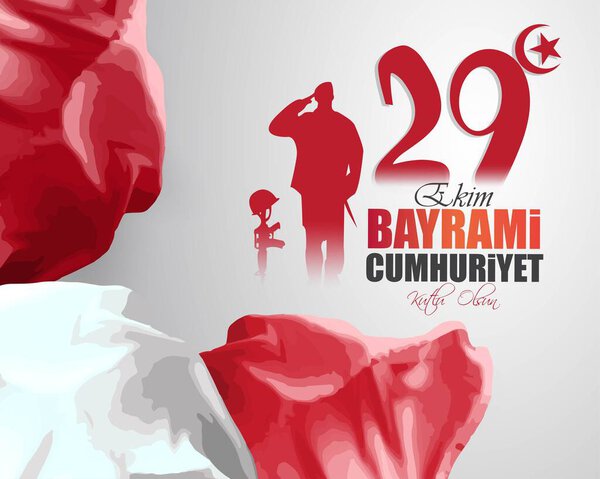 vector illustration of greeting banner for the Turkish Republic Day 29 October,