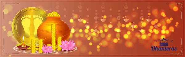Vektorillustration Für Grußworte Mit Glücklichen Dhanteras Erster Tag Des Diwali — Stockvektor