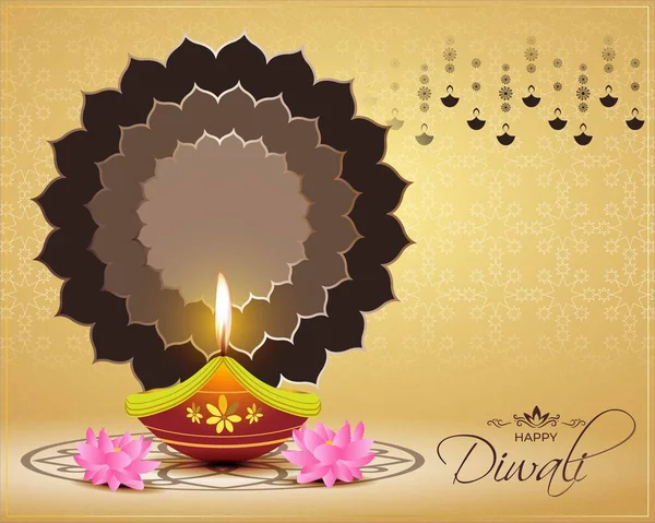 Illustration Vectorielle Pour Salutations Avec Heureux Festival Diwali Inde — Image vectorielle