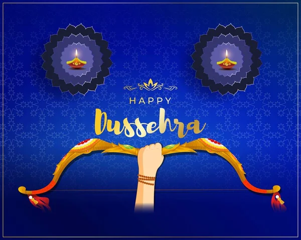 Wektor Ilustracja Pozdrowienia Szczęśliwym Dussehra Hinduski Festiwal Indiach — Wektor stockowy