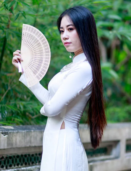 Portrait Photo Єтнамська Дівчинка Традиційному Одязі — стокове фото