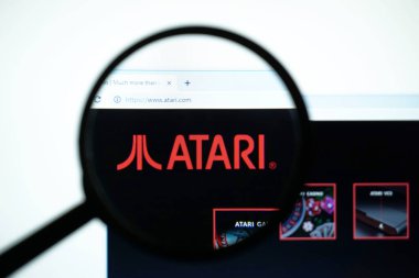 Los Angeles, California, USA - May 31 2020 : Official website of Atari . Homepage of firm clipart