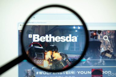 Los Angeles, California, USA - May 31 2020 : Official website of Bethesda . Homepage of firm clipart