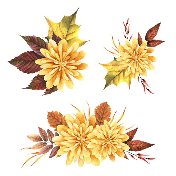 Watercolor fall flora composition