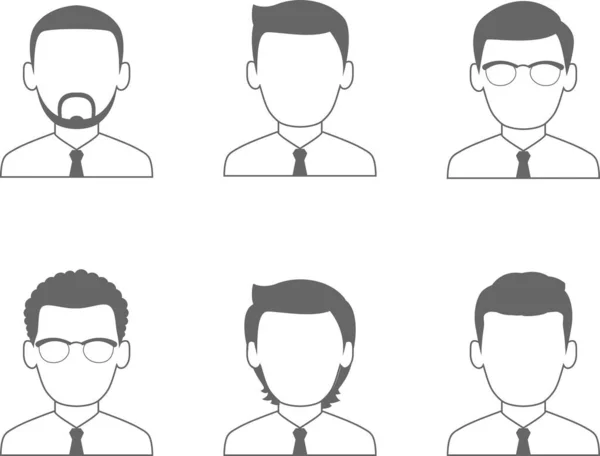 Set of different business avatar man in black and white color palette. — Stock Vector