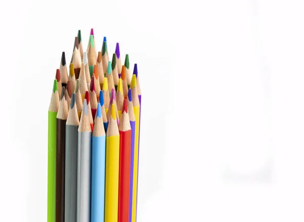 Pile Crayons Multicolores Vibrants Neufs Inutilisés Dans Nombreuses Couleurs — Photo