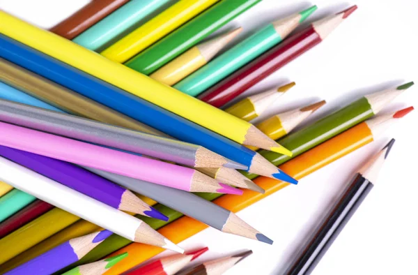Groupe Crayons Couleur Mise Point Sélective Pour Espace Copie Superposition — Photo