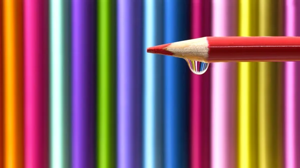 Selektiv Fokus För Pulserande Färgpennor Som Visar Vatten Droppe Banner — Stockfoto