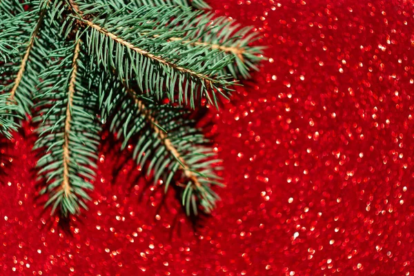 Fondo Abstracto Árbol Navidad Con Luces Borrosas Rojas Bokeh Concepto — Foto de Stock