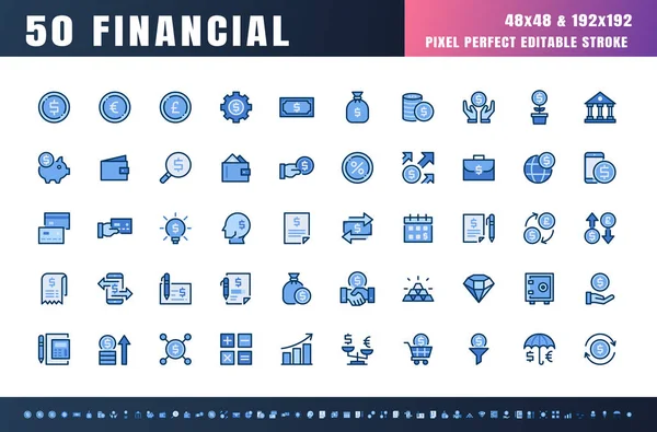 Vector Moneda Finfinancial Llenado Color Azul Monocromo Línea Esquema Icono — Archivo Imágenes Vectoriales