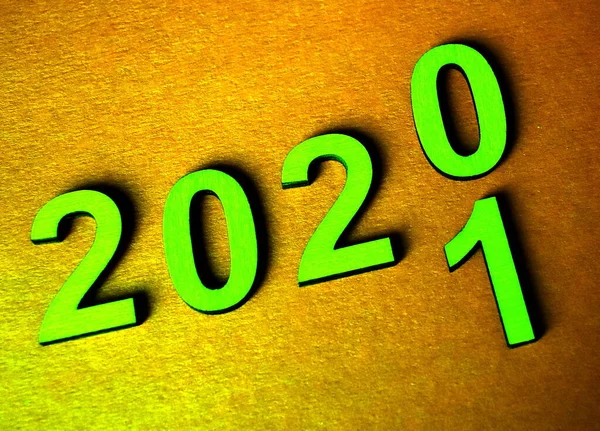 Numery 2020 2021 Pomarańczowym Tle — Zdjęcie stockowe
