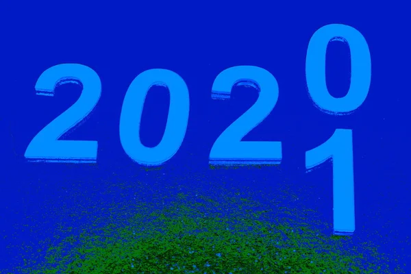 Kék Számok 2020 Megváltoztatja Koncepció 2021 — Stock Fotó