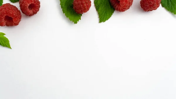 맨 위에 잎을 따로 떼어 놓은 리페 딸기 — 스톡 사진
