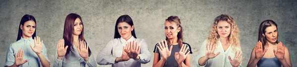 Group Multicultural Upset Women Gesturing Stop Abuse Domestic Violence — Stock Photo, Image