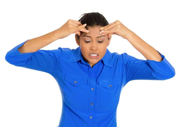 Portrait Young Stressed Woman Isolated White Background — Stock Photo, Image