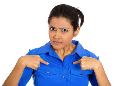 Portrait of an angry, unhappy, annoyed young woman, getting mad isolated on white background.  clipart