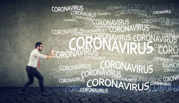 Junger Mann Gestikuliert Gegen Coronavirus Infektion — Stockfoto