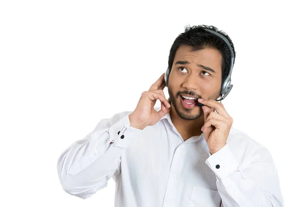 Retrato Primer Plano Del Representante Servicio Cliente Masculino Del Trabajador —  Fotos de Stock