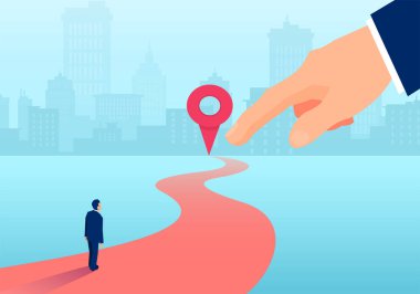 Küçük bir iş adamına kariyer yolu gösteren büyük bir şirketin temsilcisi. 