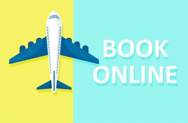 Boek Online Banner Concept Vector Bovenaanzicht Van Een Vliegtuig — Stockvector