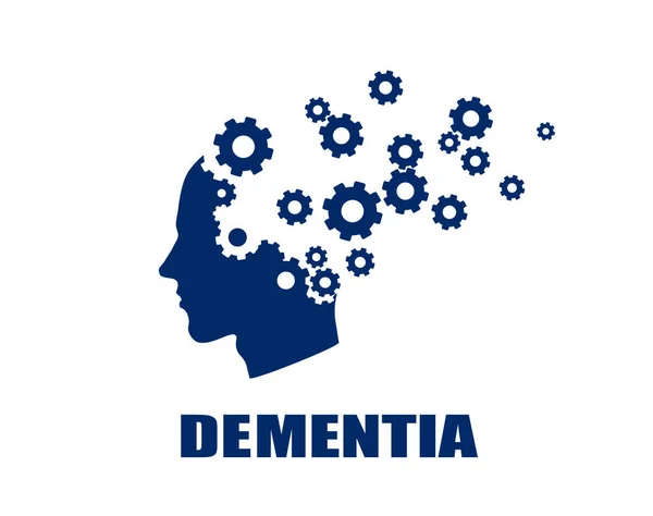 Perdita Memoria Dovuta Demenza Morbo Alzheimer Forma Vettoriale Una Testa — Vettoriale Stock