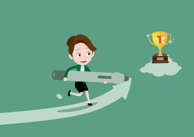 Mutlu genç iş kadını dijital kalemle başarıya giden yolu açıyor.